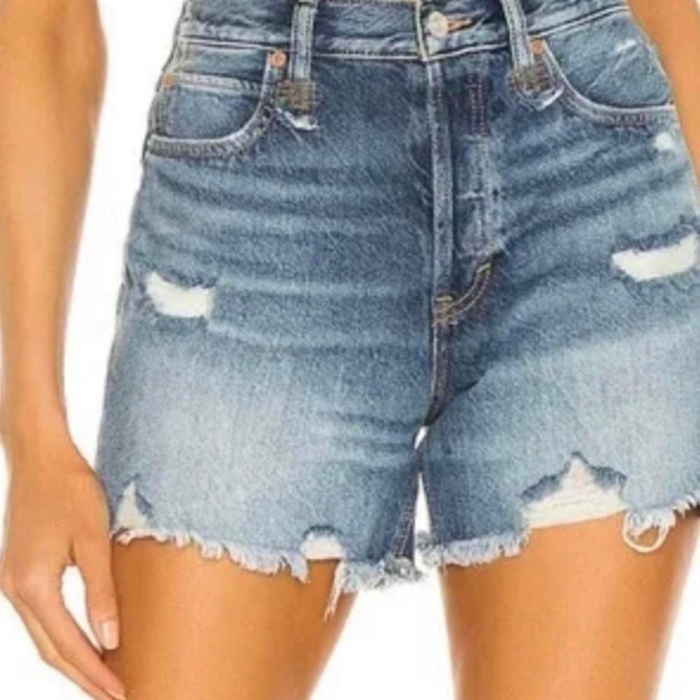 New! Free People Denim Shorts Womens 28 Lt Wash Distress Raw Hem Coastal Cowgirl